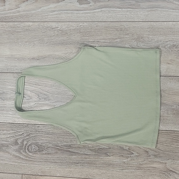 American Eagle Celery Green Ribbed Halter Top Size XSmall - Picture 1 of 4